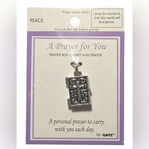"Peace Prayer"GANZ Silver Cross Prayer Box Charm Locket With Scroll